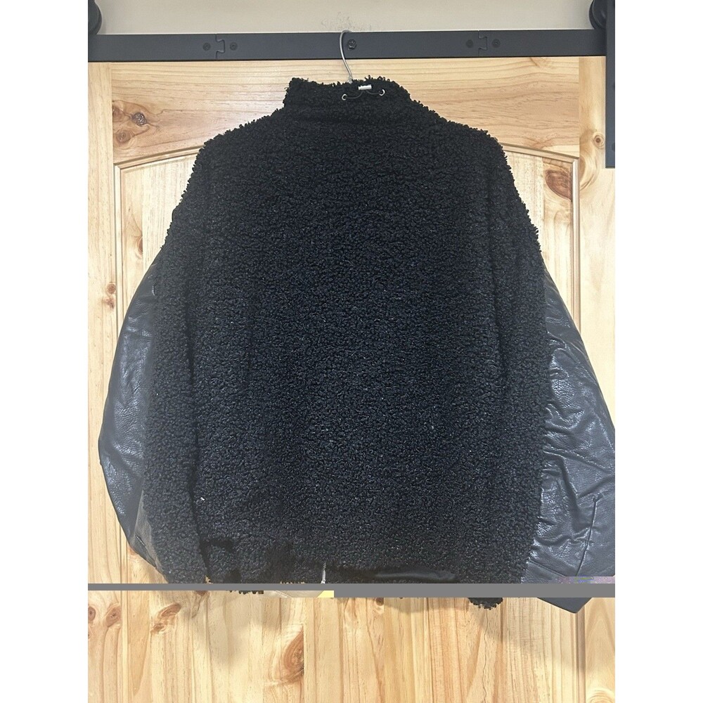 BlankNYC Faux Leather Sherpa Jacket Women’s Black Oversized Size Large NWT - Picture 5 of 11